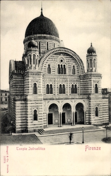 Judaika Postcard Firenze Florence Toscana, Via Farini, Templo Israelitico, Synagogue