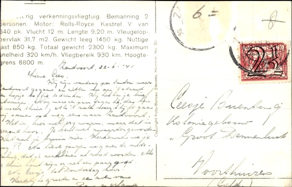 Postcard Dutch military aircraft