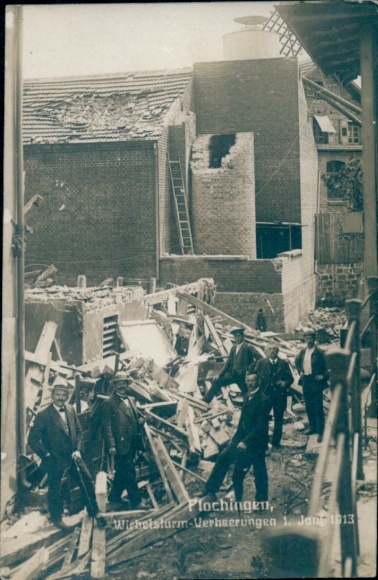 Postcard Plochingen am Neckar, hurricane devastation January 1, 1913