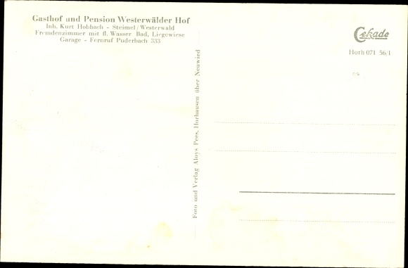 Postcard Steimel in the Westerwald, Pension Westerwalder Hof
