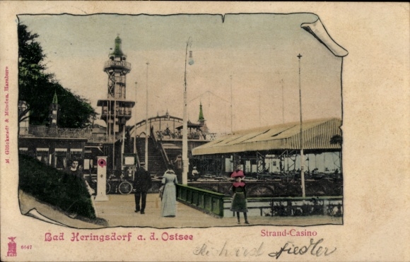 Postcard Ostseebad Heringsdorf on Usedom, Beach Casino