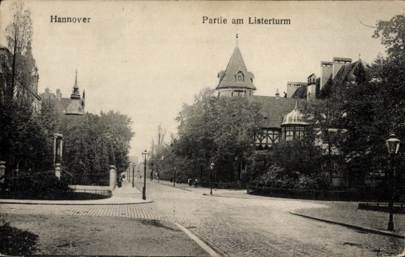 Postcard Hannover in Lower Saxony, street section at the Listerturm