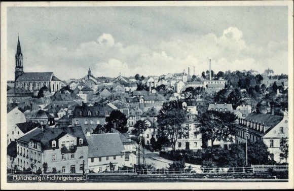 Ansichtkaart Münchberg in Opper-Franken Beieren, afstandsschot