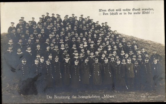 Postcard crew of the returned seagull, sailors
