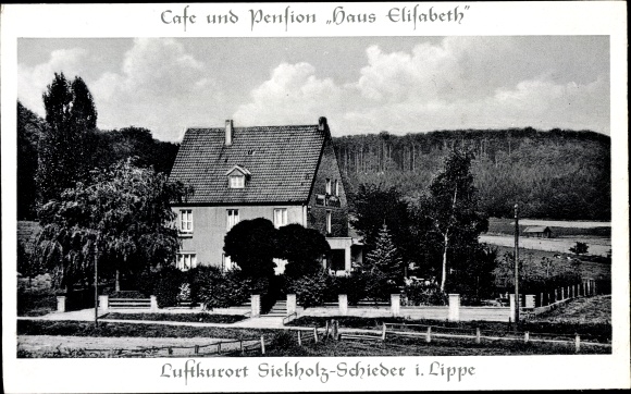 Postcard Siekholz Schieder Schwalenberg in Lippe, café and pension Haus Elisabeth