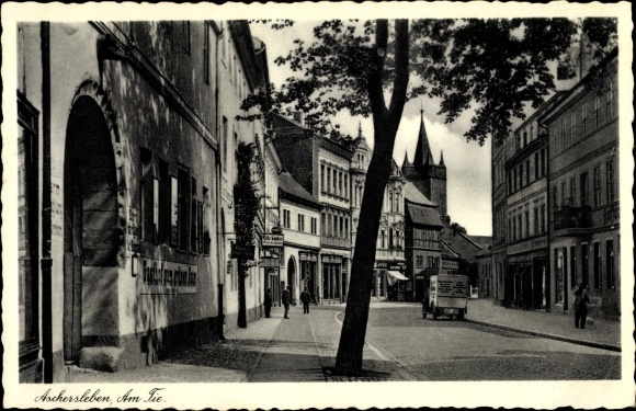 Postcard Aschersleben Anhalt, Gasthof zum Grüne Baum, Am Tie