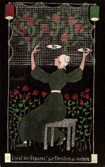 Artist Postcard Kreidolf, Ernst, Honor the women, they braid and weave