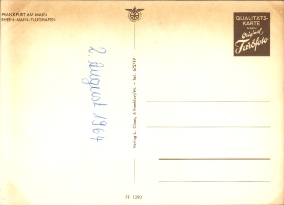 Postcard Frankfurt am Main, Rhein Main Airport, Lufthansa passenger aircraft