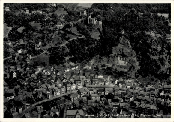 Postcard Idar Oberstein on the Nahe, aerial view of houses, nature, castles
