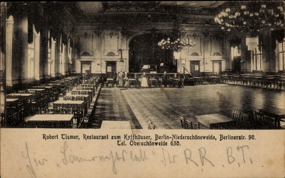 Postcard Berlin Treptow Niederschöneweide, Restaurant zuhm Kyffhäuser, Berlienrstraße 90, interior view