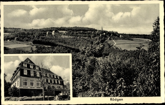 Postcard Rödgen Obersdorf Wilnsdorf North Rhine-Westphalia, view of the town, mountain hotel