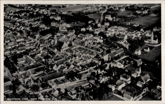Postcard Weilheim Upper Bavaria, aerial photograph