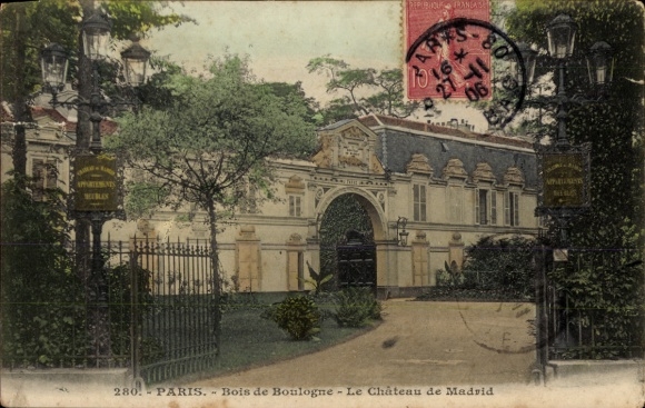 Ansichtkaart Parijs XVI, Bois de Boulogne, Chateau de Madrid