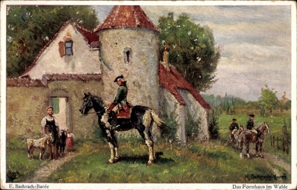 Künstler Ak E. Bachrach Barée, Das Forsthaus im Walde