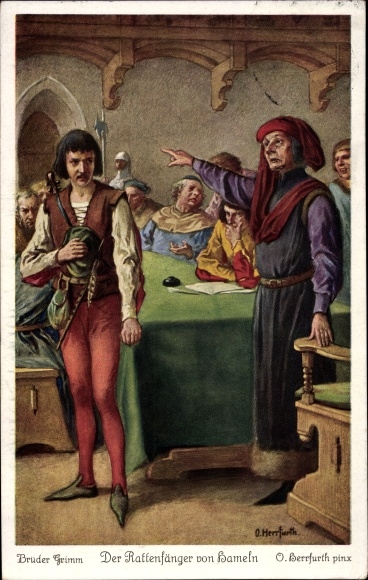 Künstler Ak Herrfurth, Oskar, Märchen, Gebrüder Grimm, Der Rattenfänger von Hameln