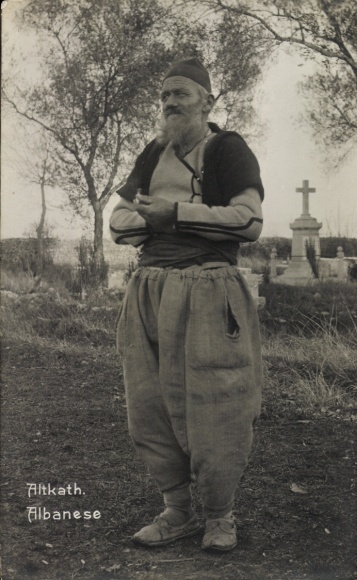 Postcard Man in Albanian Costume, portrait