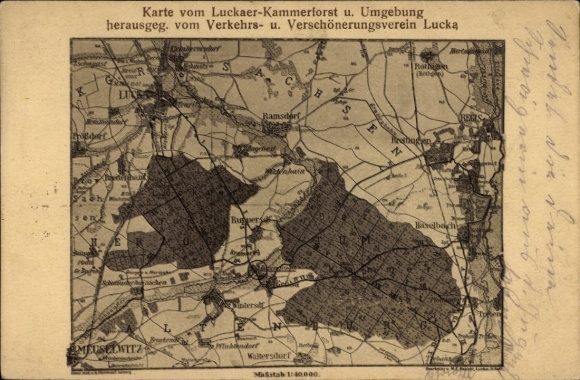 Landkarten Ak Lucka im Altenburger Land, Luckaer Forst, Gasthof zur Maus, Bosengröba, Inh. Karl Rabe