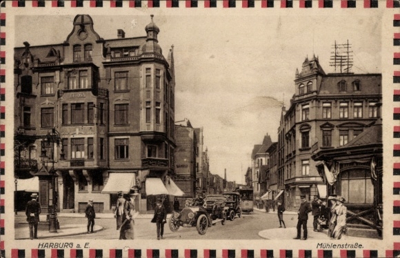 Postcard Hamburg Harburg, Mühlenstraße