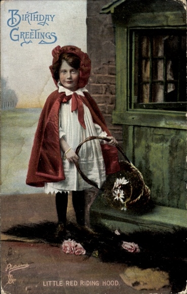 Postcard Birthday wishes, Little Red Riding Hood