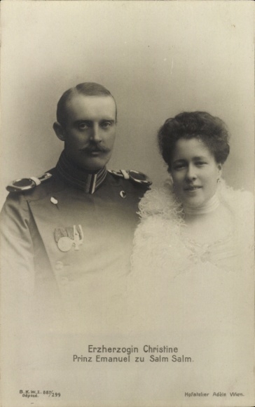 Ak Erzherzogin Christine, Prinz Emanuel zu Salm Salm, Portrait