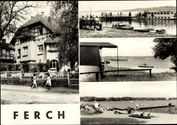 Ak Ferch aan de Schwielowsee, strand, stoombootdok, camping