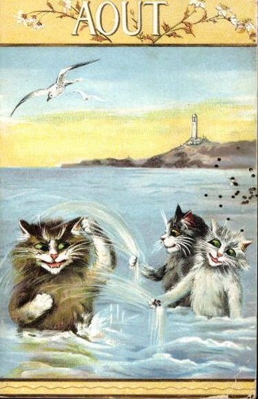 Set of 12 Artist AK Cats, Months, French Series