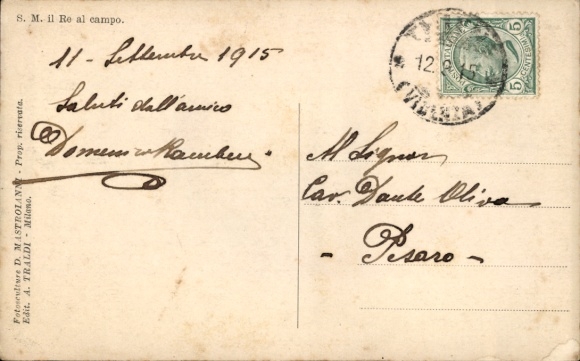 Artist Postcard Mastroianni, Domenico, SM il Re al campo