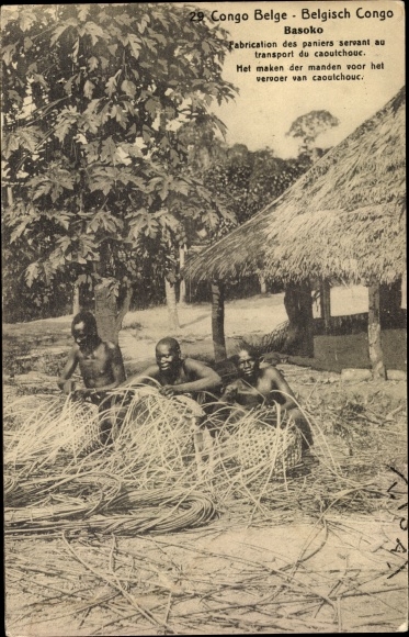 Postal Card Postcard Basoko DR Congo Zaire, Fabrication des paniers serving au transport du caoutchouc