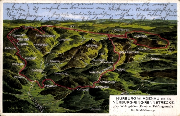 Maps Postcard Nürburg in the Eifel, Ring race track Nürburgring, bird's eye view