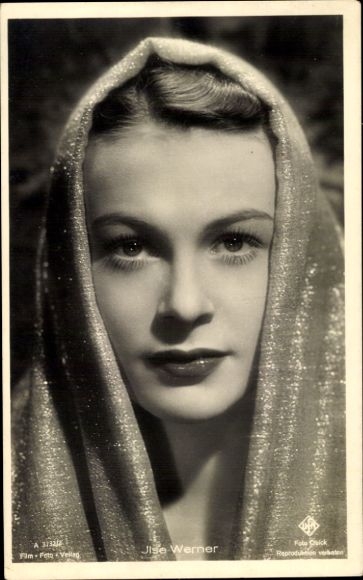Postcard actress Ilse Werner, portrait with veil, Ufa Film