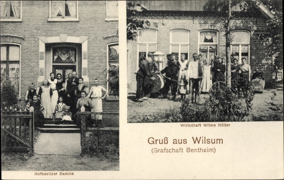 Postcard Wilsum County Bentheim, farm owner Damink, economy widow Hölter