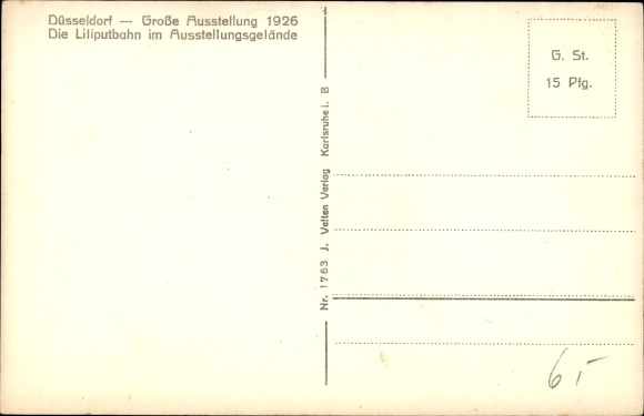 Ansichtkaart Düsseldorf am Rhein, grote tentoonstelling GeSoLei 1926, Liliputbahn