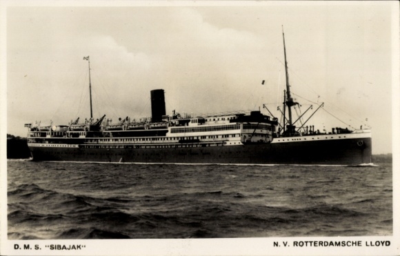 Ansichtkaart stoomboot Sibajak, NV Rotterdamsche Lloyd