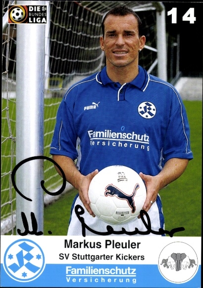 Karta autograf piłkarza Markusa Pleulera, Stuttgarter Kickers, autograf