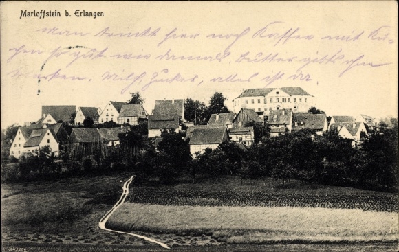 Ak Marloffstein bij Erlangen in Midden-Franken, Beieren, panorama van het dorp