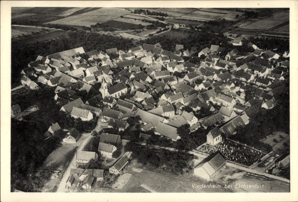 Postcard Stalldorf Riedenheim in Lower Franconia, aerial photograph