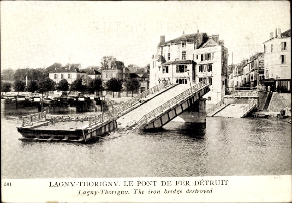 Ak Thorigny sur Marne Seine et Marne, Le Pont de Fer detruit