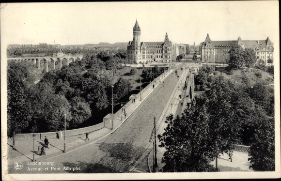 Postcard Luxemburg Luxembourg, Avenue et Pont Adolphe