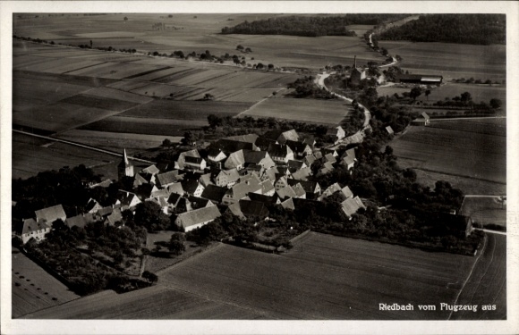 Postcard Riedbach Obersontheim in Württemberg, aerial photograph