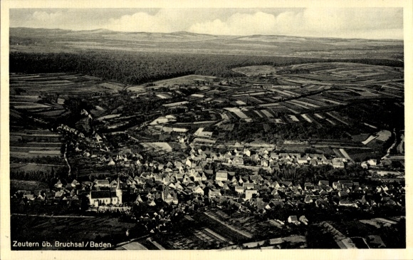 Postcard Zeutern Ubstadt Weiher in Baden, aerial photograph