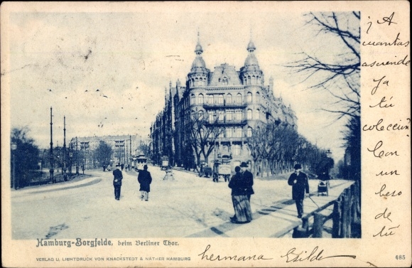Ansichtkaart Hamburg Mitte Borgfelde, straatgedeelte aan de Berliner Tor