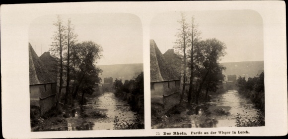 Stereo photo Lorch in the Rheingau Hesse, game on the Wisper