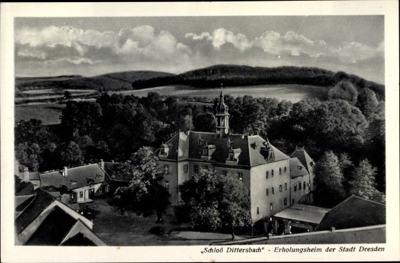 Postcard Dürrröhrsdorf Dittersbach in Saxony, Dittersbach Castle, convalescent home of the city of Dresden