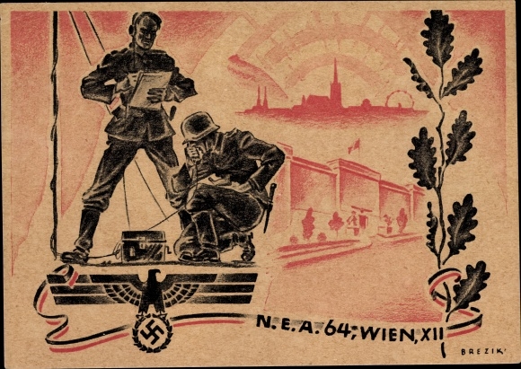 Künstler Ak Brezik, Wien 12., NEA 64, Tag der Wehrmacht 1942, Funker