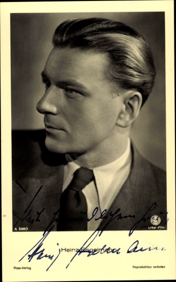 Postcard actor Heinz Engelmann, portrait, autograph