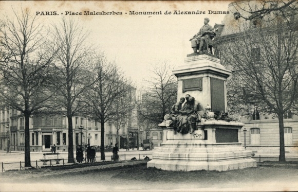 Ak Parijs 17e eeuw, Place Malesherbes, monument voor Alexandre Dumas
