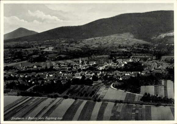 Postcard Sinzheim in Baden, aerial photograph