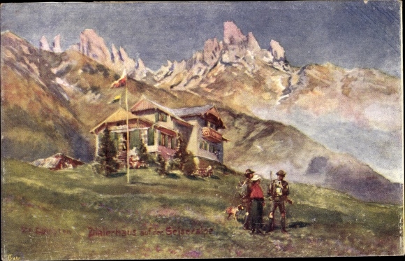 Artist PC Kastelruth Castelrotto South Tyrol, dialer house on the Alpe di Siusi