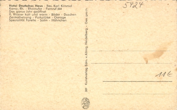 Postcard Kamp Bornhofen am Rhein, Hotel Deutsches Haus