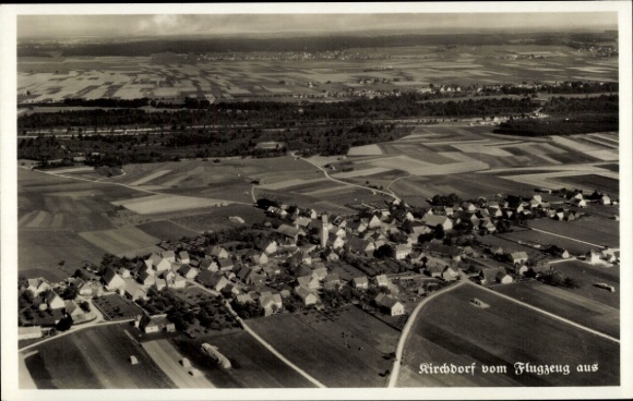 Postcard Kirchdorf an der Iller Württemberg, aerial photograph
